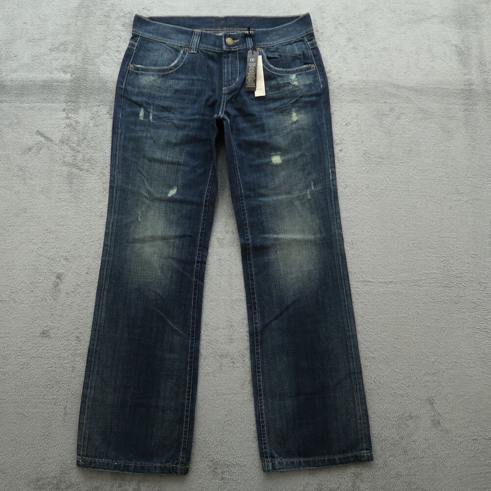London Jeans Women's 10 Blue Mid-Rise Wide-Leg Denim 33" Inseam Distressed NWOT